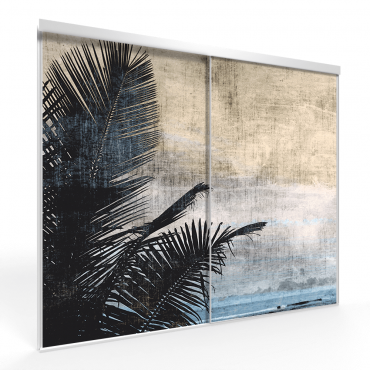 Porte De Placard Coulissante Tisalia 2 Vantaux - Grunge Palm - 200 X 250 cm