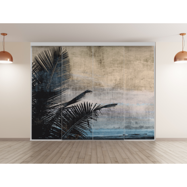 Porte De Placard Coulissante Tisalia 2 Vantaux - Grunge Palm - 200 X 250 cm