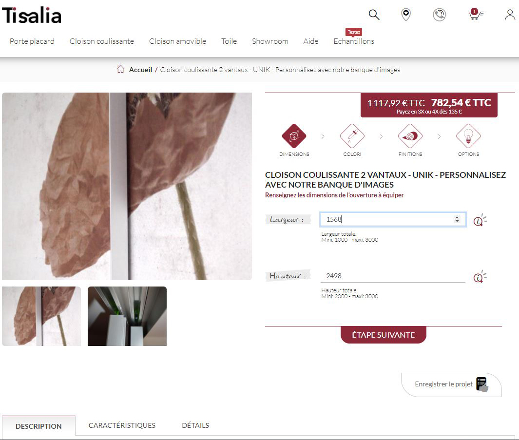 Configurateur Tisalia étape 1