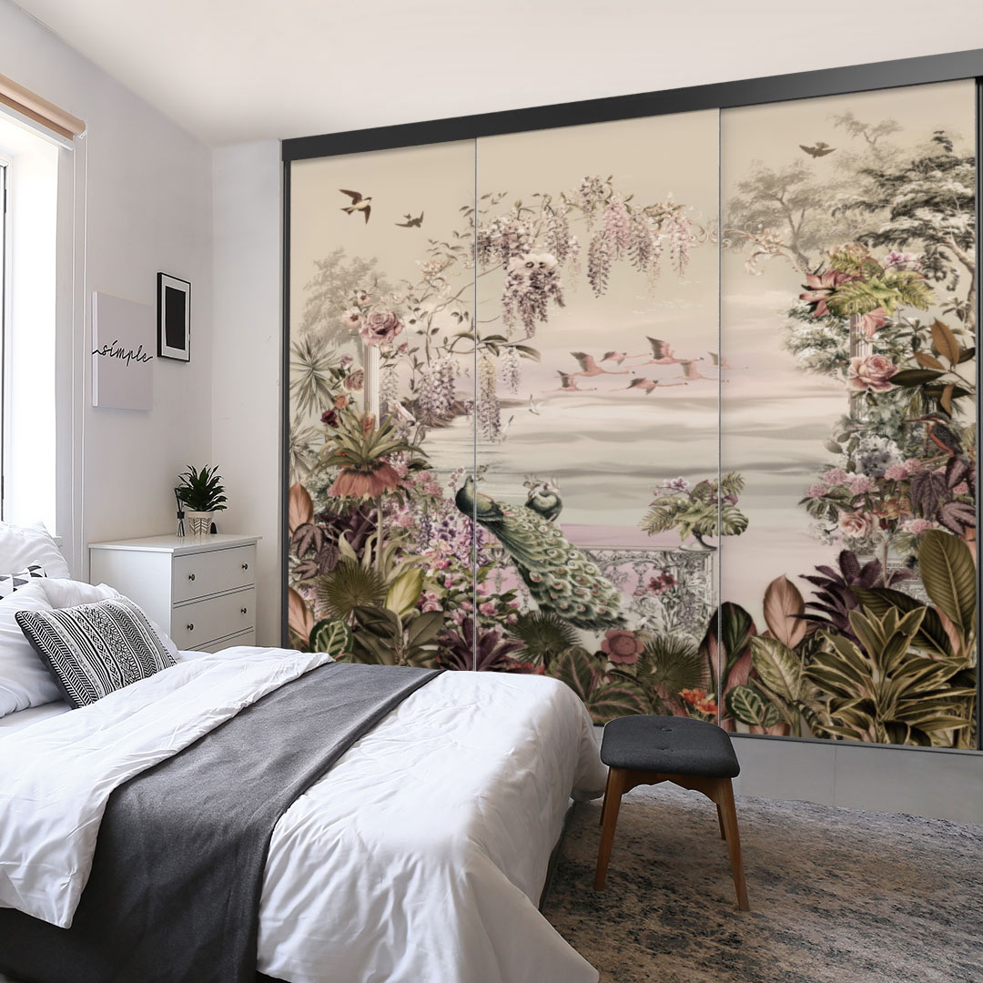 Porte de placard coulissante en toile tendue